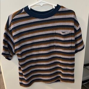 Old Navy Kids Striped Tee - Navy, Brown, White